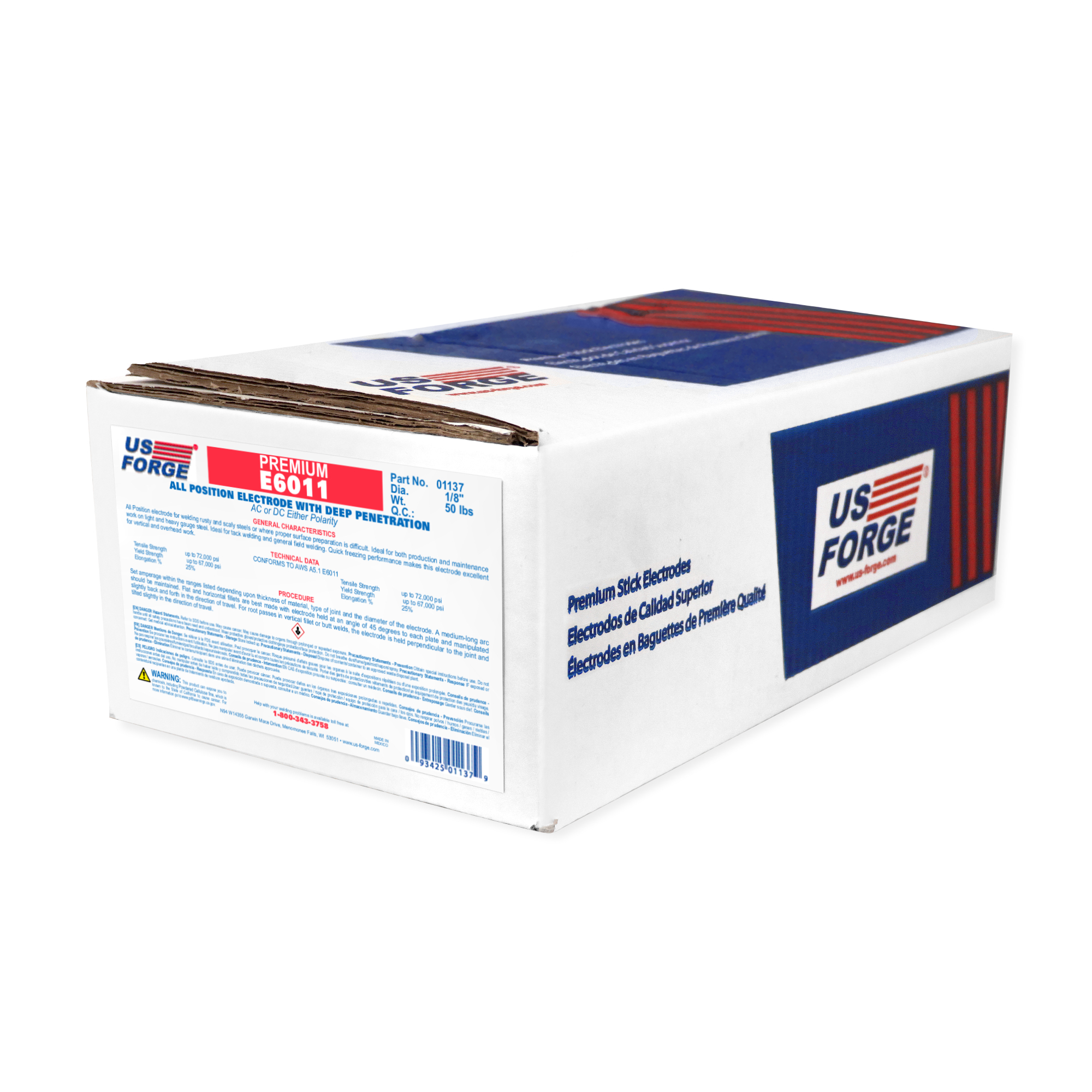 US Forge® 1/8" E6011 Welding Electrode - 50lbs, Model# 1137